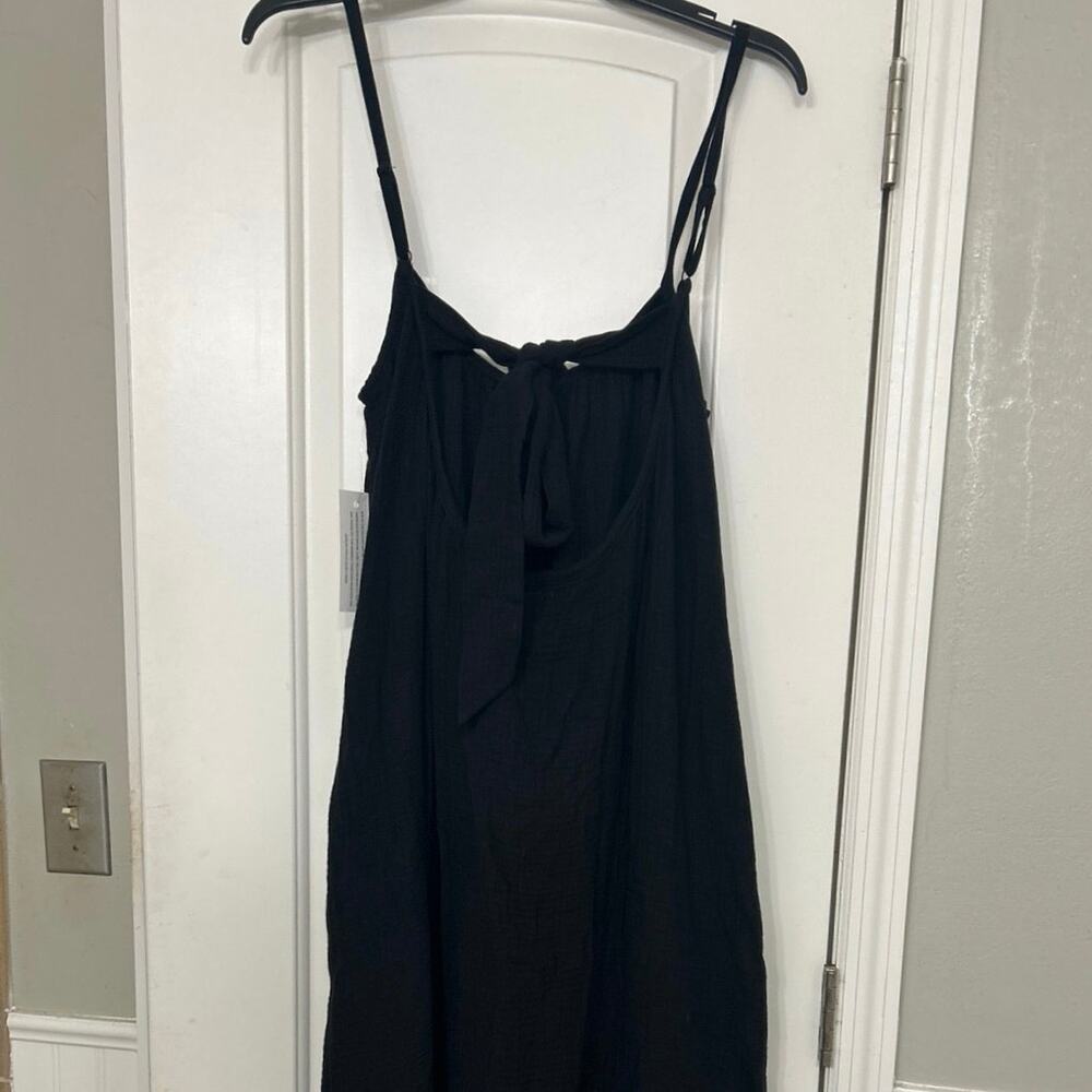 Sol Angeles Black Cotton Gauze Maxi Dress Open Back Beachy Minimalist Resort M/L - Picture 8 of 12